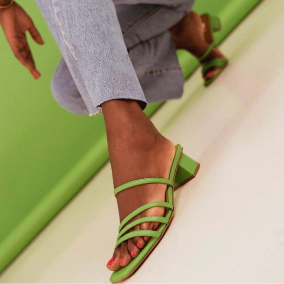 NEW Bobbies leather green sandal heels size 36 USA 5.5/6 - Picture 5 of 13